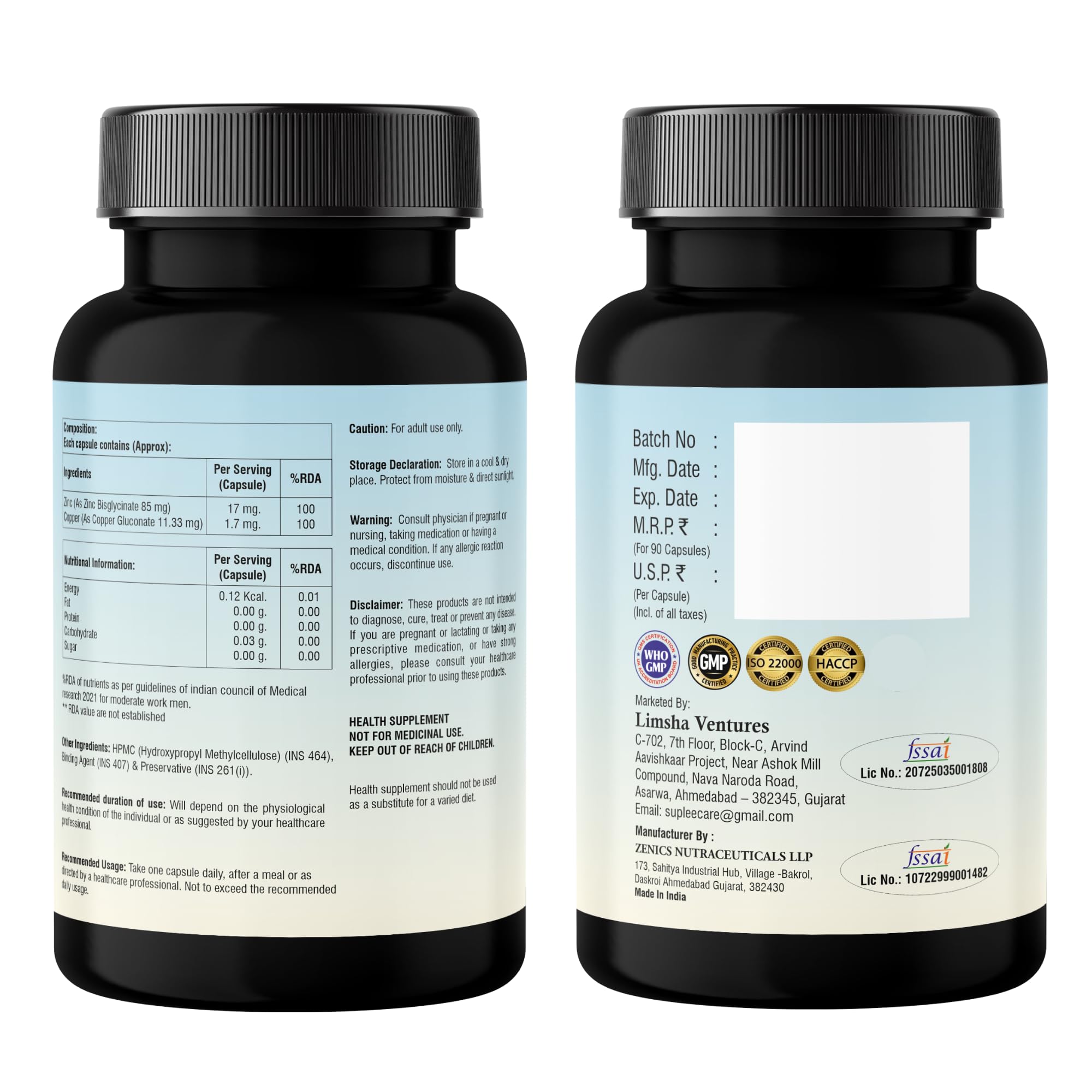 Suplee Zinc Glycinate with Copper Supplement | 17mg Zinc & 1.7mg Copper | High Absorption Chelated Formula for Immunity, Skin & Muscle Health | 90 Veg Capsules (Lab Tested) — Amazon image 9