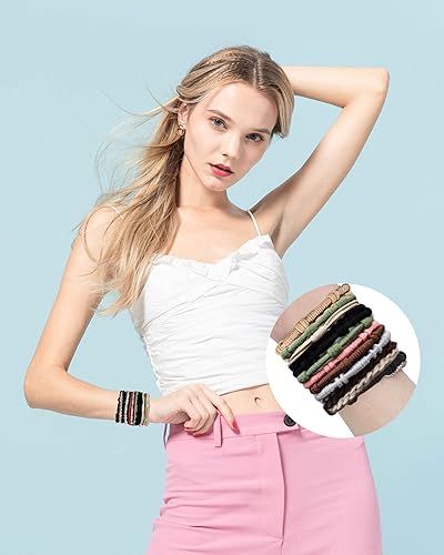 Miniatura 2 de Pulseras bohemias para mujer, 24 piezas, 4 estilos, magníficas pulseras de doble uso y banda para el cabello, suaves y elegantes, accesorios para el