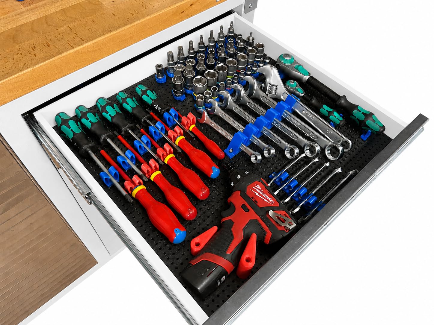 Tablero Organizador de Herramientas, 92 Piezas en Total, 12 Tableros de 150x150mm, 80 Soportes y 100 Tornillos Torx Incluidos