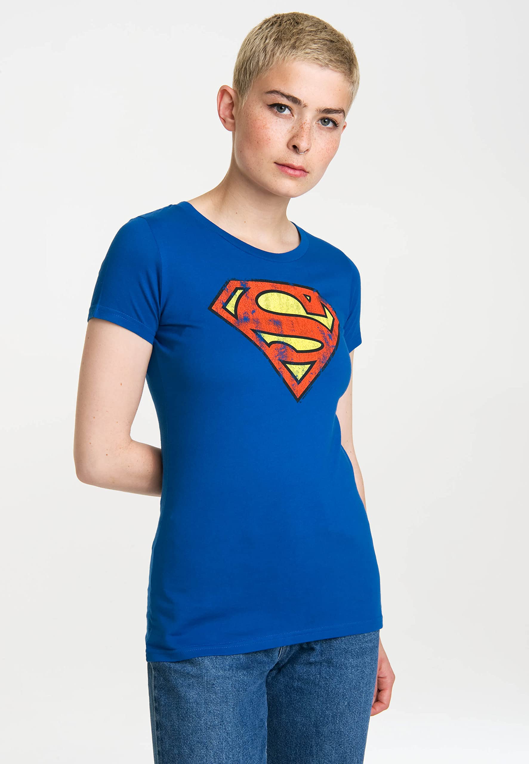 LOGOSHIRT® DC Comics I Superman I Logo I Maglietta Stampata I Donna I Design Originale su Licenza