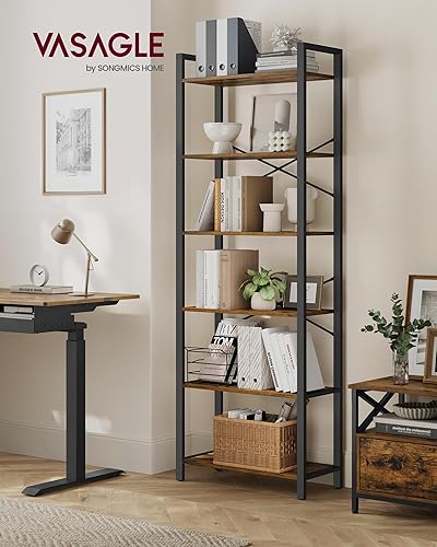 Miniatura 2 de VASAGLE Estantería de 6 niveles, estantería con marco de acero, estante para libros para sala de estar, oficina en casa, estudio, 11.8 x 26 x 73.2