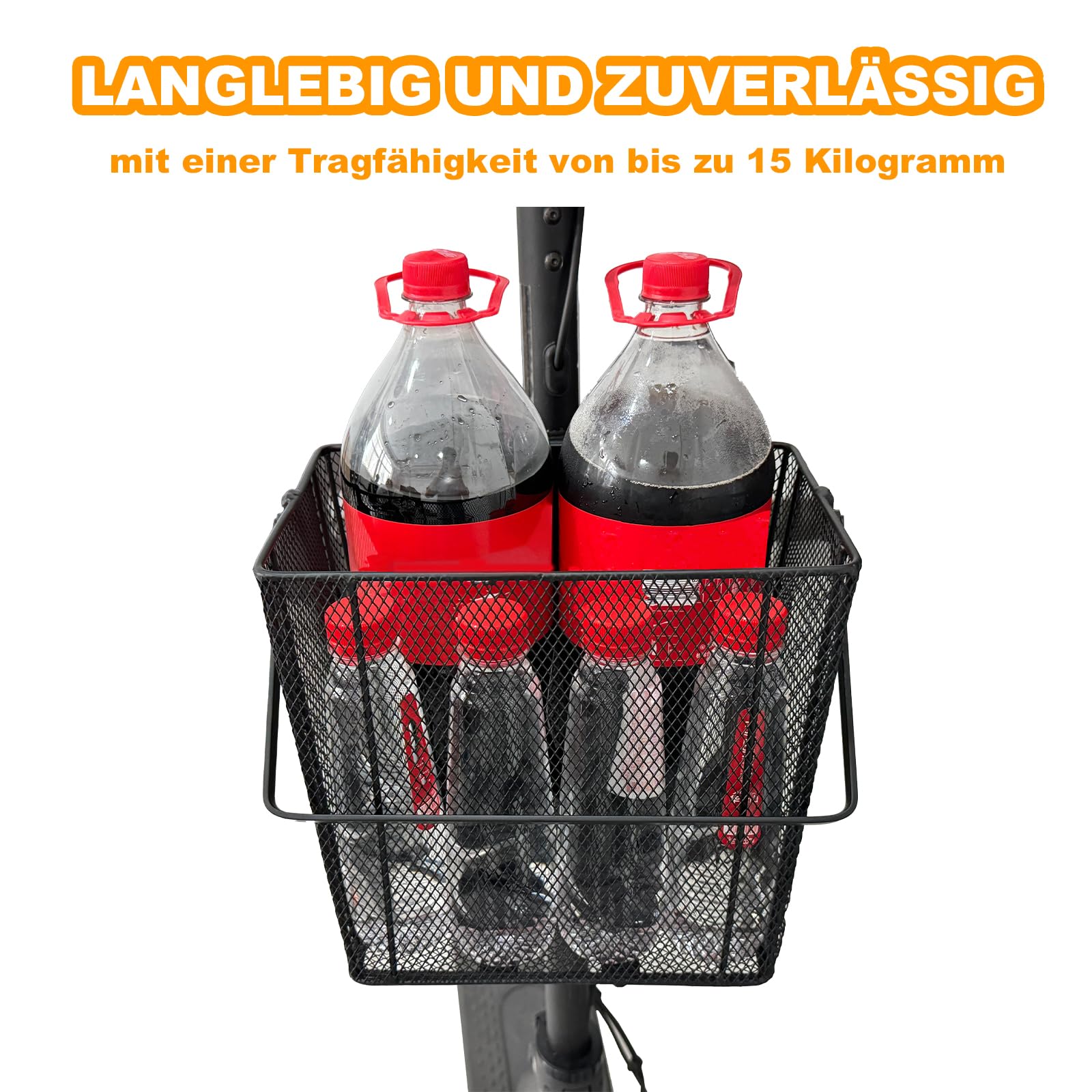 Panier de vélo avant de scooter Heavy Duty à dégagement rapide amovible en fer avec poignée - Montage et portabilité faciles - Dimensions : 26 cm D x 16,5 cm l x 23 cm H