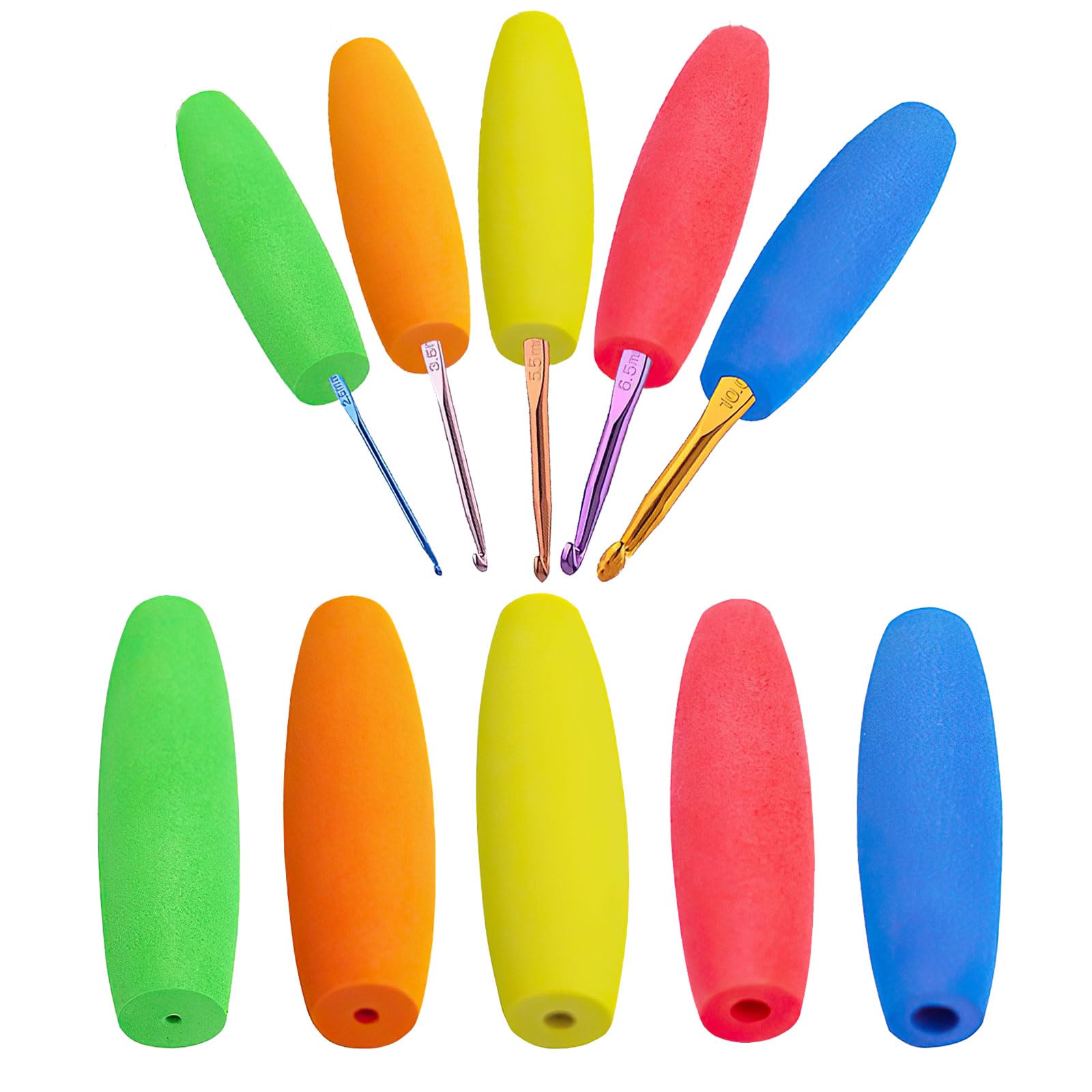 5 Pcs Crochet Hook Grips, Ergonomic Crochet Hook Grip, Multicolor Knitting Needle Handle