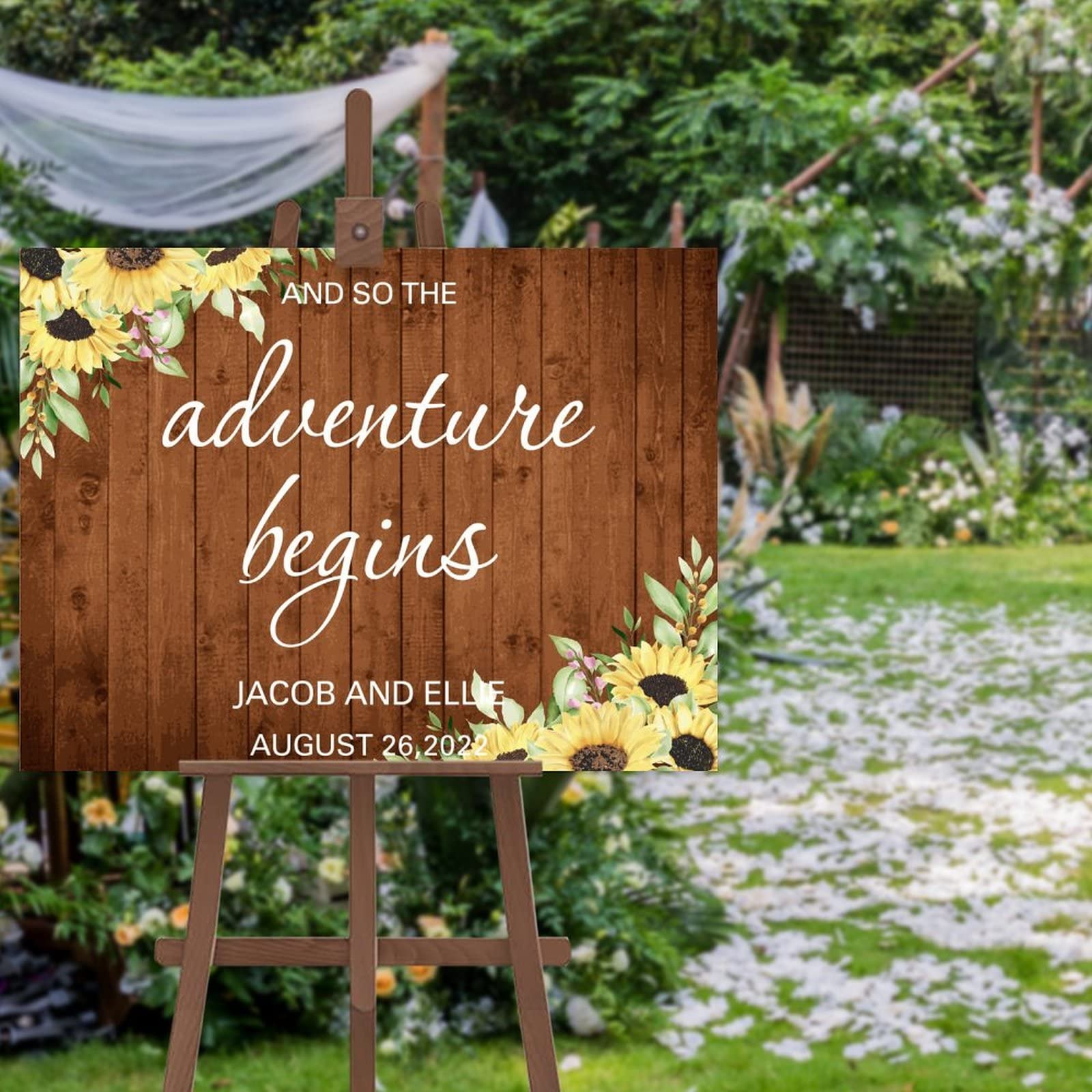 Panneau de bienvenue mariage tournesol personnalisé welcome to the wedding 40x50 cm