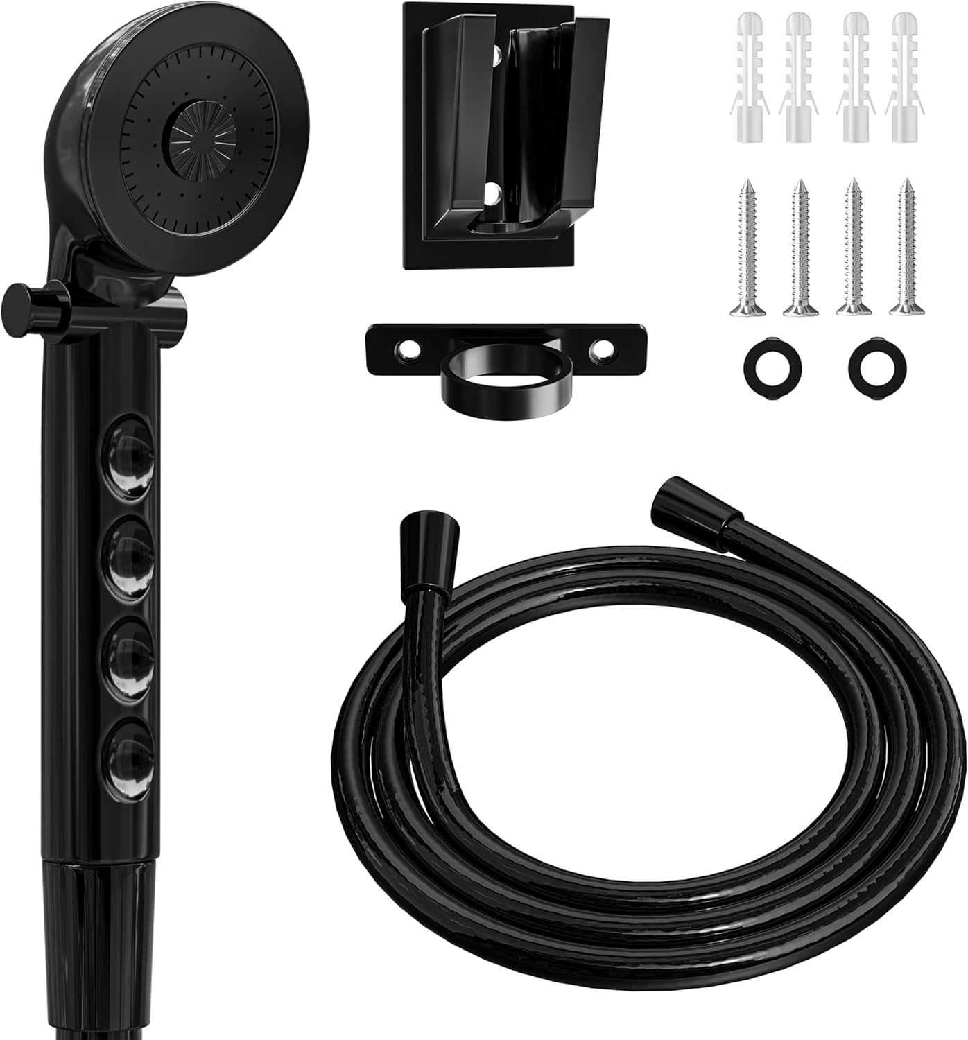RV Shower Head with Hose ABS Outdoor RV Shower Hose Kit Replacement with ON/OFF Switch for RV, Trailer, Campers, Motorhomes, Fifth Wheels, Boats (Black)