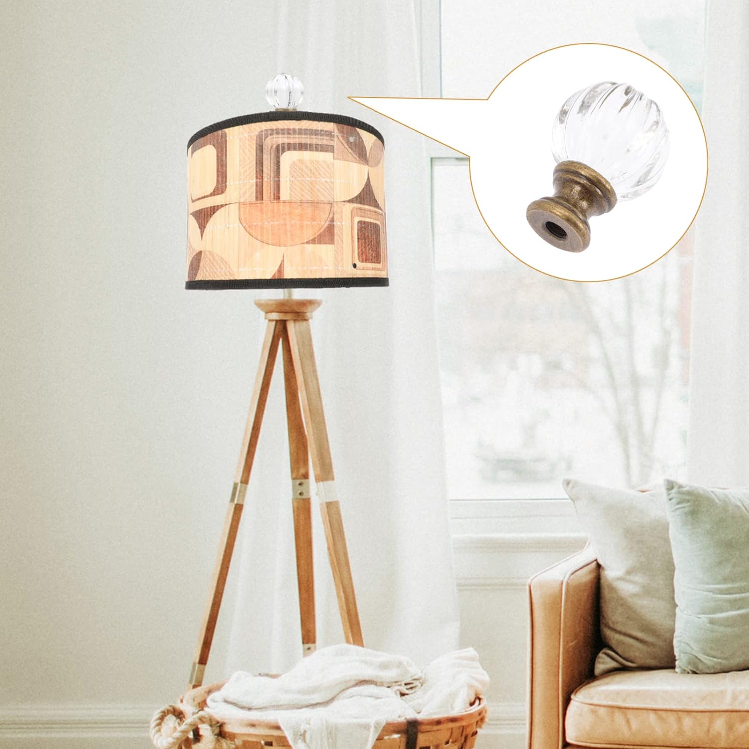 Uonlytech Glass Lamp Shade of 2 Lamp Finials, Pumpkin Crystal Glass Lamp Finial lamp finials Screw knob lamp Finial for lamp Shade Shaped Glass Ceiling Decor