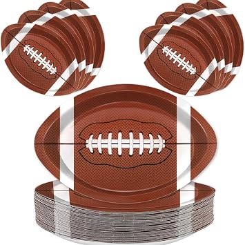 25 Pieces Football Plates Party Decorations Plastic Serving Trays Snack Serveware for Sports Game Day Birthday Supplies Football Party Supplies for Sports Game Birthday Decoration