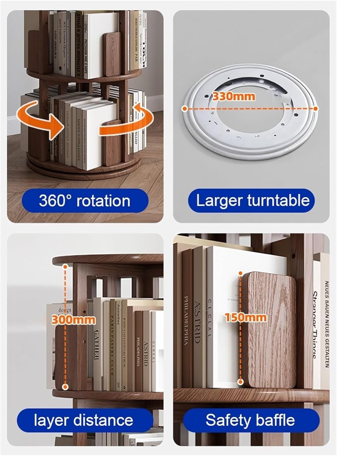 無垢材回転式本棚 4段 交互タイプ 直接引取1200円値引き Amazon｜ 【