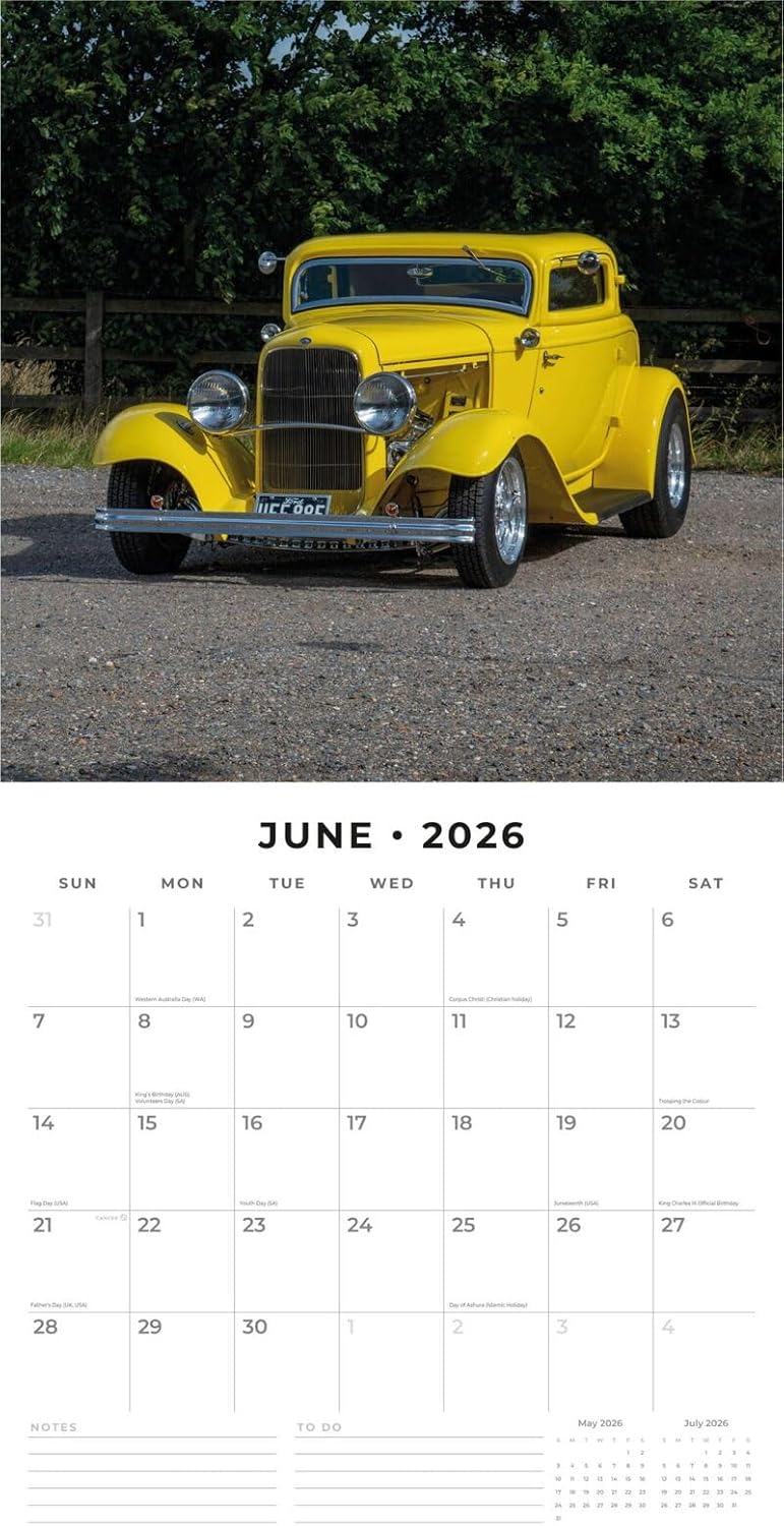 Red Robin 2026 Custom Cars Monthly Wall Calendar | 12" x 24" Open | Premium Thick & Sturdy Paper | Hangable 12 Month Calendar | Lined Notes & To Do Area | Vivid Images | Plastic Free - Image 2