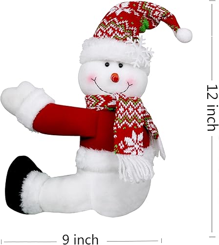 Miniatura 4 de Adorno para la Copa del Árbol de Muñeco de Nieve y Estrella con Luces, Decoraciones Navideñas, Único y Divertido Gorro de Copo de Nieve de Peluche