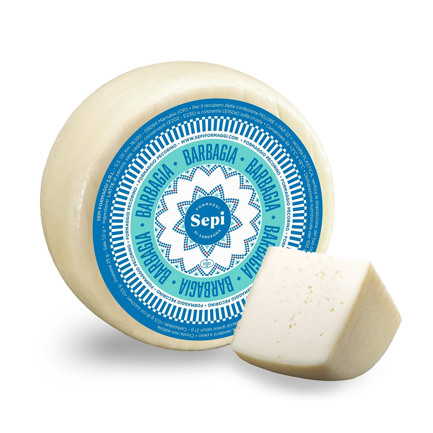 2 kg - Barbagia - Formaggio Pecorino Morbido - Forma Intera - Sepi - Marrubiu