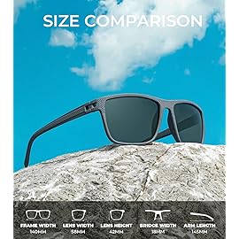 KALIYADI Polarized Sunglasses Men, Lightweight Mens Sunglasses Polarized UV Protection Driving Fishing Golf (Frame Grey|Lens Black/Ice Blue/Red)
