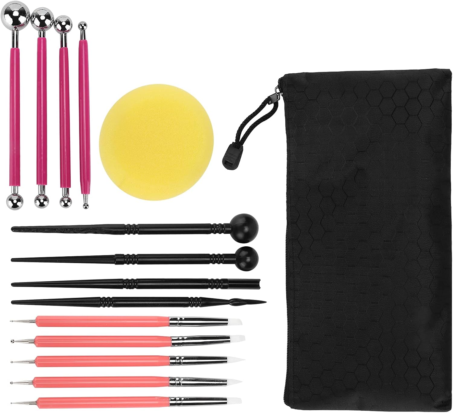 Polymer Clay Tools, Acrylic Metal Plastic Clay Modeling Tools Clay Sculpting Tools with Storage Bag for Clay, Pottery, Sculpture