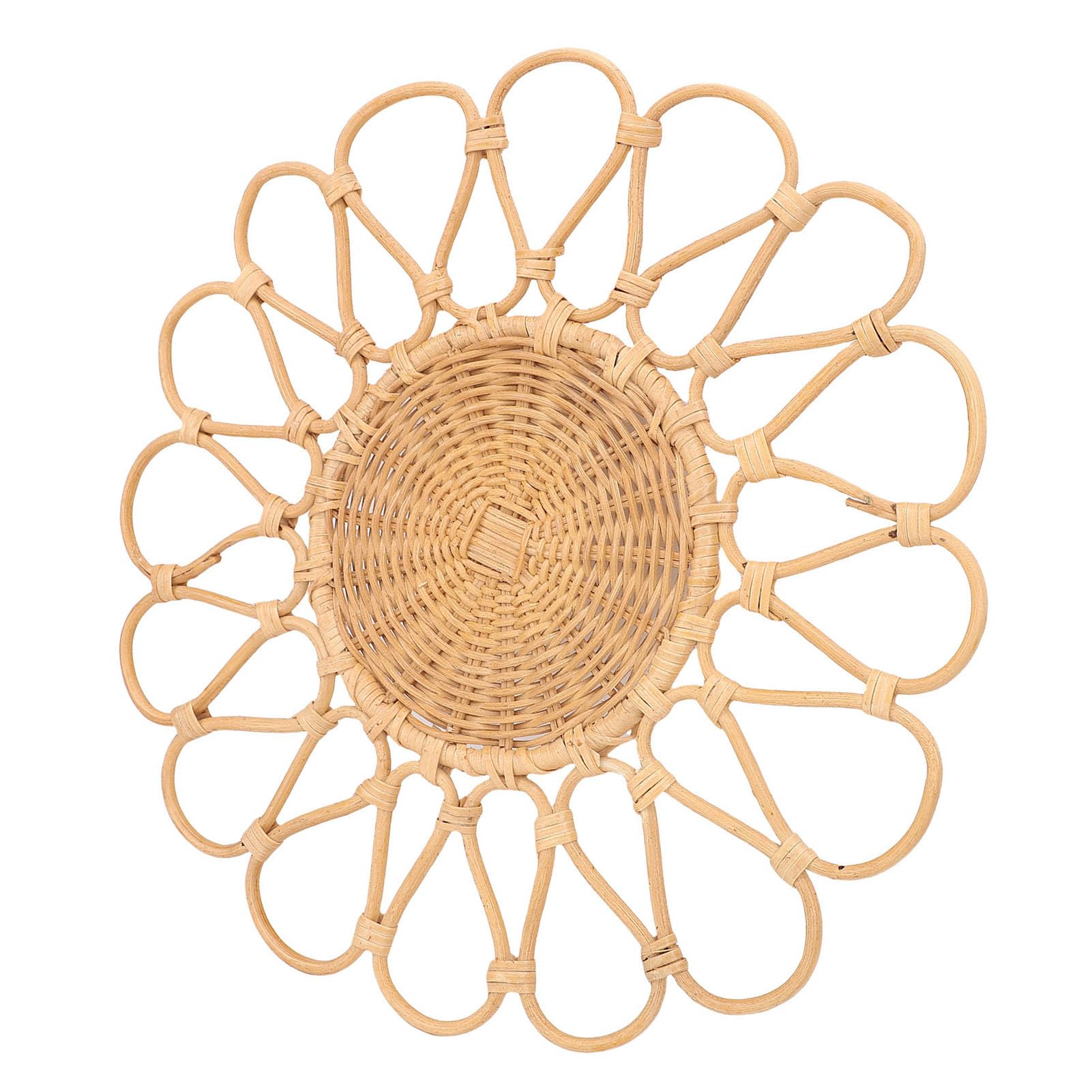 Tissting Decoración de Pared de ratán con Forma de Girasol - Colgante Tejido a Mano de 38 cm para Sala de Estar, Pasillo o Dormitorio, Arte Natural Bohemio