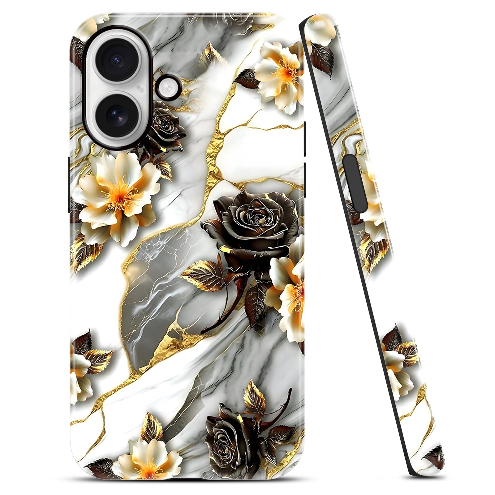 Coque iPhone 16 marbre gris doré luxe motif agate chic - 8