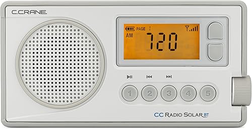 Miniatura 9 de C. Crane CCRadio Solar con recepción Bluetooth, manivela de emergencia NOAA Weather AMFM - Radio multialimentada - Linterna LED integrada y cargador