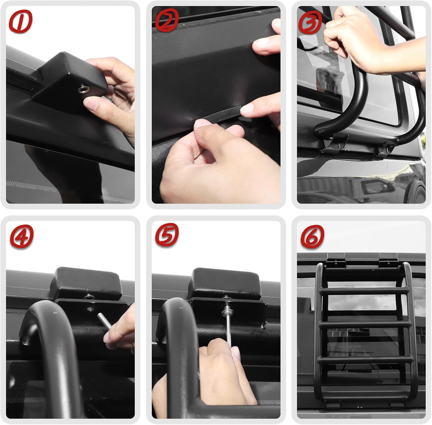 Aluminium Alloy Rear Window Ladder for 2018-2023 2024 Jeep Wrangler JL JLU 2 Door / 4 Door Luggage Ladder Rack