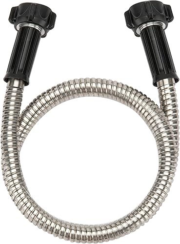 Yanwoo Manguera de jardín corta de acero inoxidable 304 de 2 pies con conector hembra a hembra, manguera de agua, manguera de metal, manguera