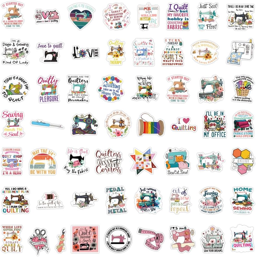 55Pcs Sewing Stickers,Quilting Stickers Theme Vinyl Waterproof Decals for Cup Water Bottles Laptop Luggage Computer Mobile Phone Skateboard Decoration,Gifts for Kids Teens Girls Boys Sewing Worker image 5