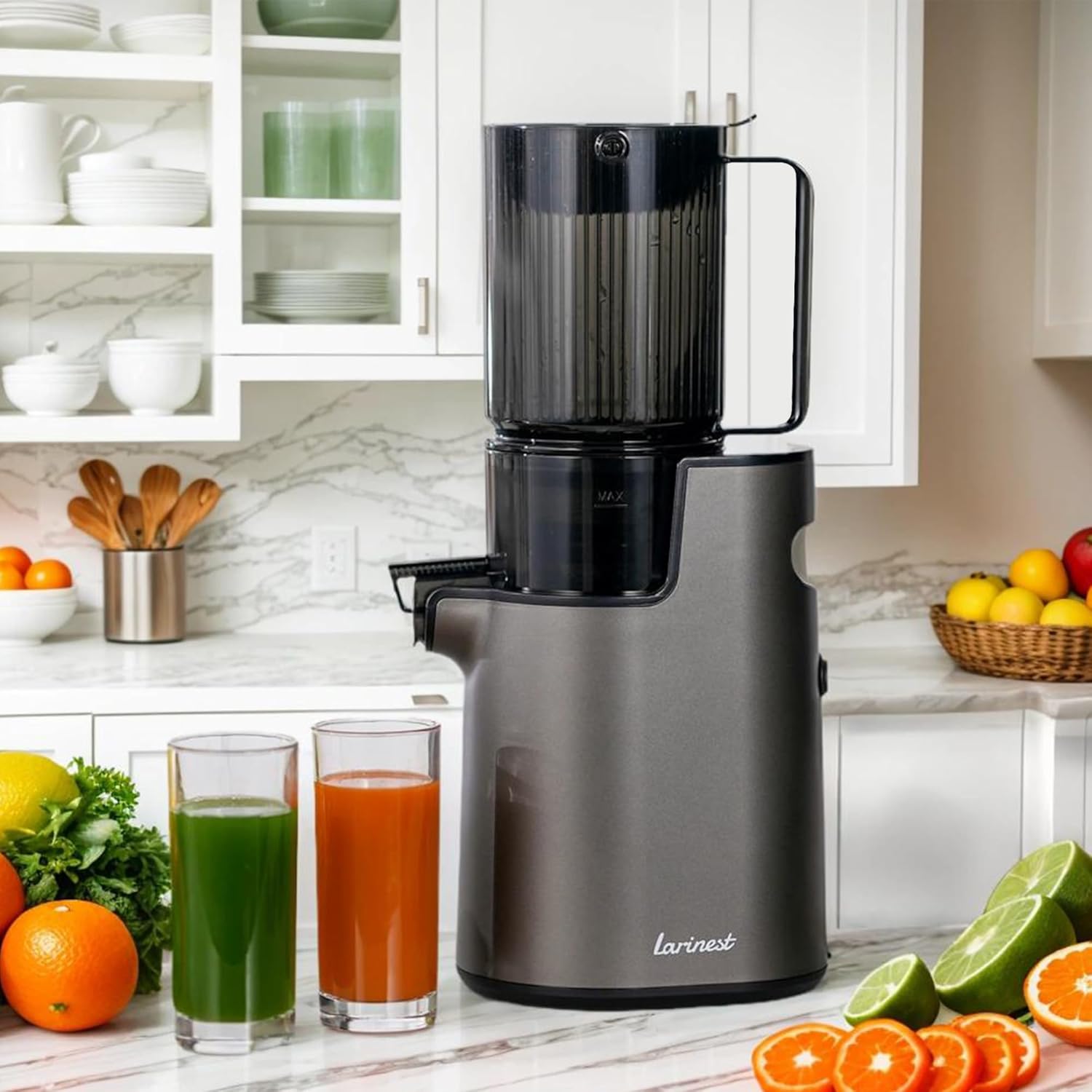 Slow Masticating Juicer Machines, Cold Press Machines with 4″ Wide Chute, Pure Juicer Machine for Vegetables and Fruits, Reverse Function, BPA-Free, JC01, Grey Slow Masticating Juicer Machines, Cold Press Machines with 4″ Wide Chute, Pure Juicer Machine for Vegetables and Fruits, Reverse Function, BPA-Free, JC01, Grey