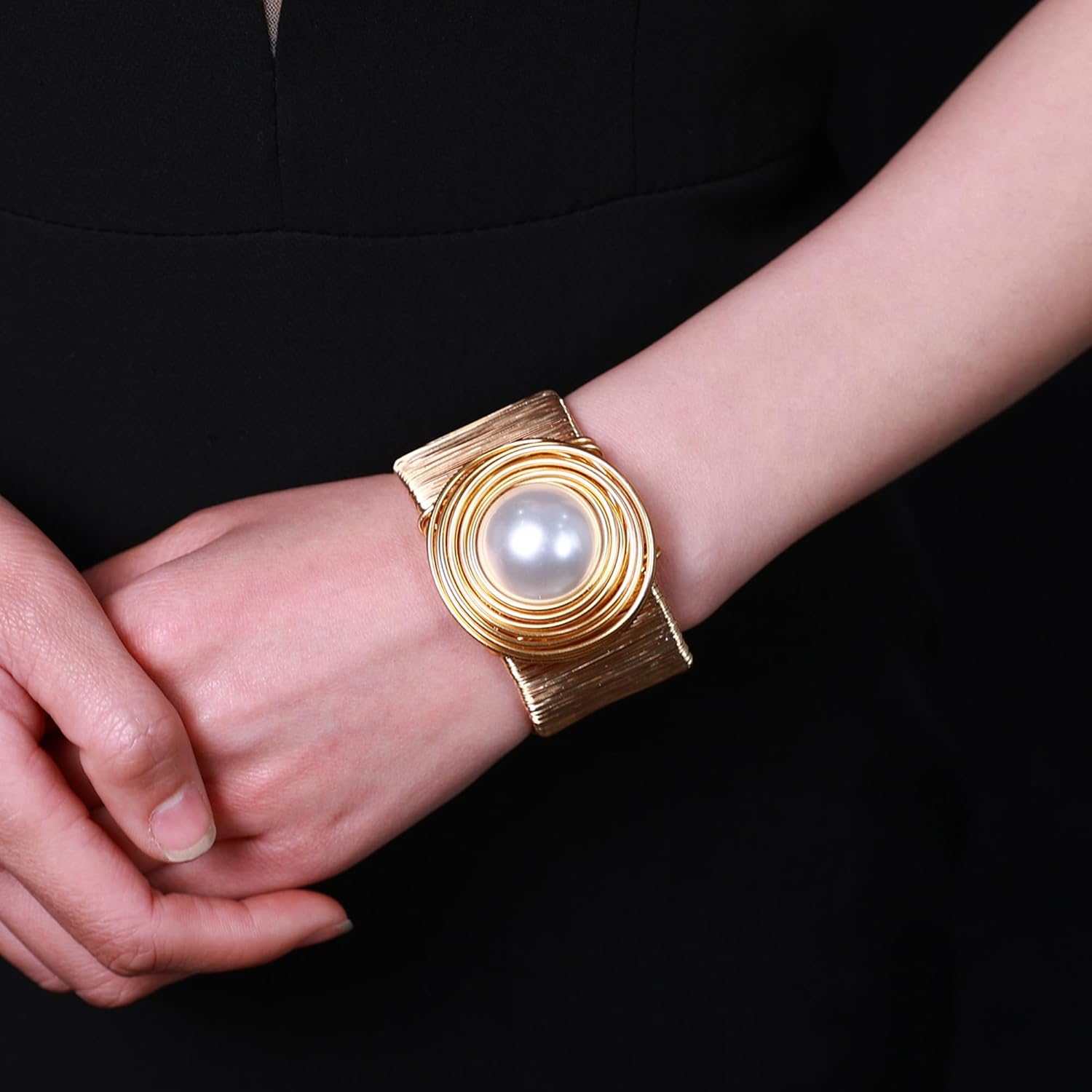 Chunky Gold Cuff Bracelets for Women Stack Silver Bracelet Vintage Bohemian Indian Bangles for Women Adjustable Open Wide Gold Bangle Bracelet Trendy Statement Jewelry - Image 4