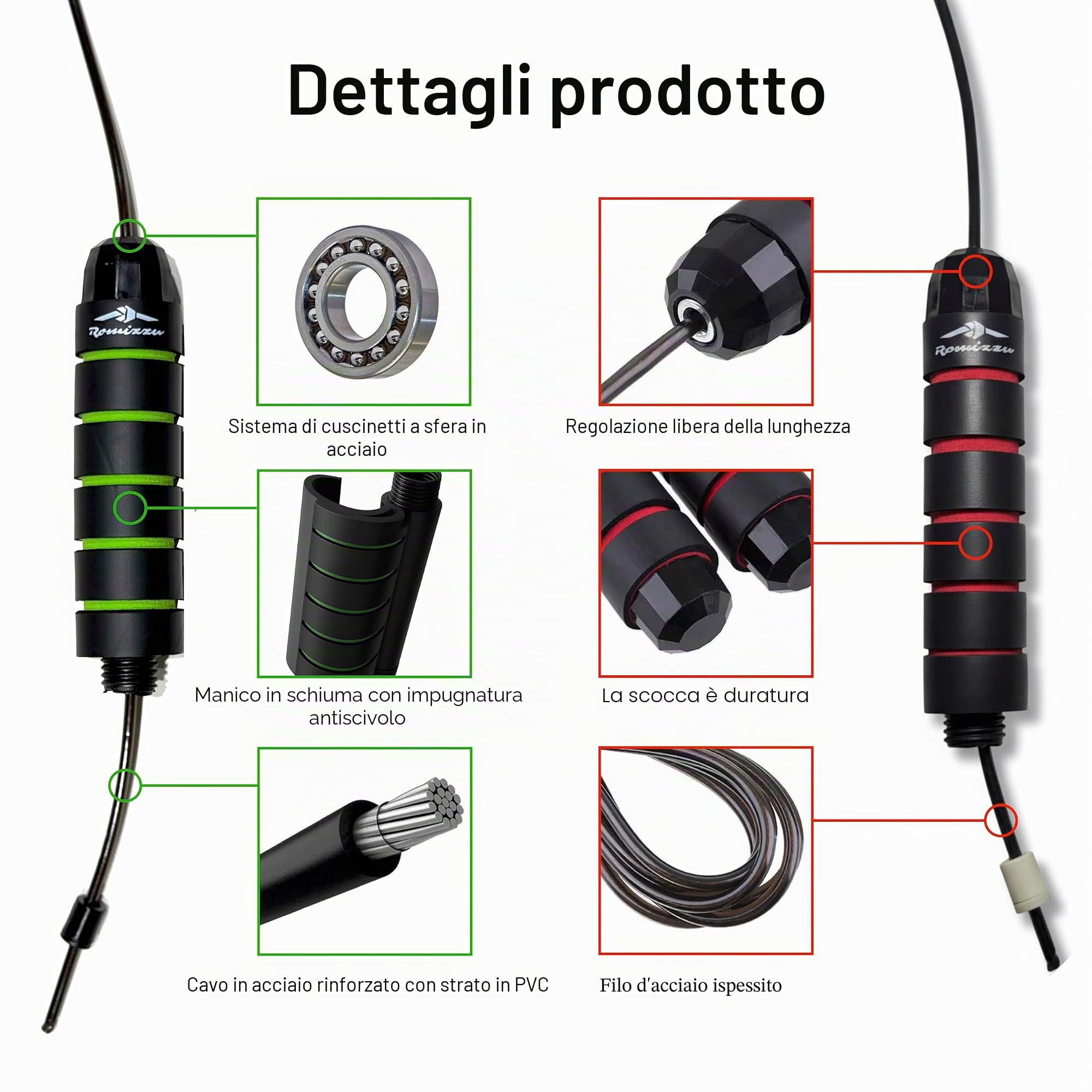 Corda per Saltare Regolabile Cavo Anti-Groviglio Impugnature Ergonomiche e Cuscinetti – 2 Asciugamani 1 Sacca da Trasporto e Confezione Regalo – Per Arti Marziali Boxe MMA CrossFit Cardio
