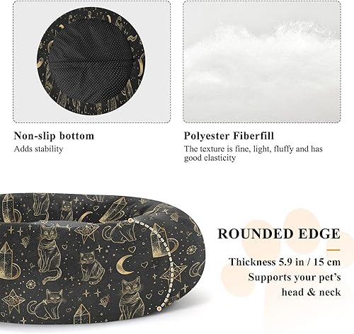 Miniatura 5 de Black and Gold Goth Tarot Cat Relieve Stress Pet Dog Beds fluffier Puppy Beds for Small Size Pets Supplies Camas para mascotas Grandes