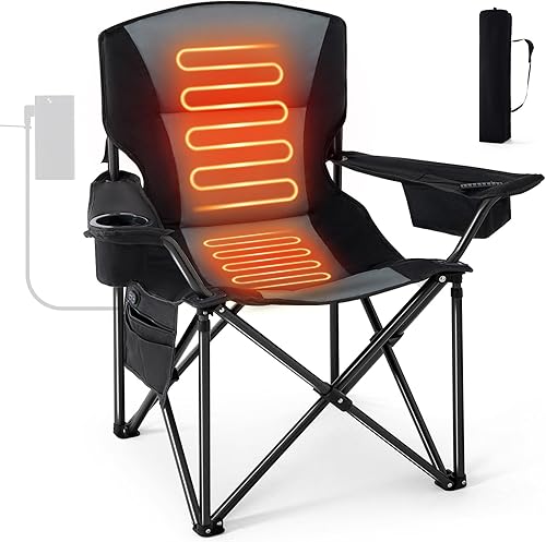 Miniatura 8 de Silla de camping para adultos, silla de césped plegable portátil para exteriores, silla de campamento resistente con soporte de hasta 330 libras,