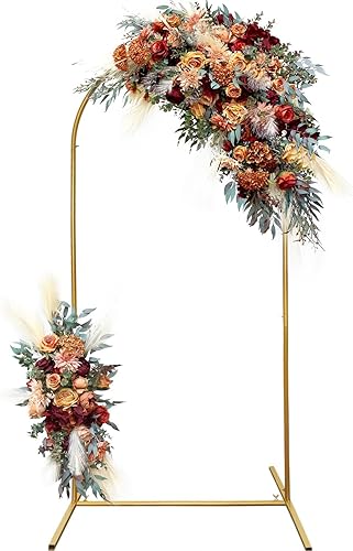 Soporte de metal para telón de fondo de arco de boda, soporte de fondo de arco de 6.6 pies, soporte de telón de fondo de arco dorado para ceremonia