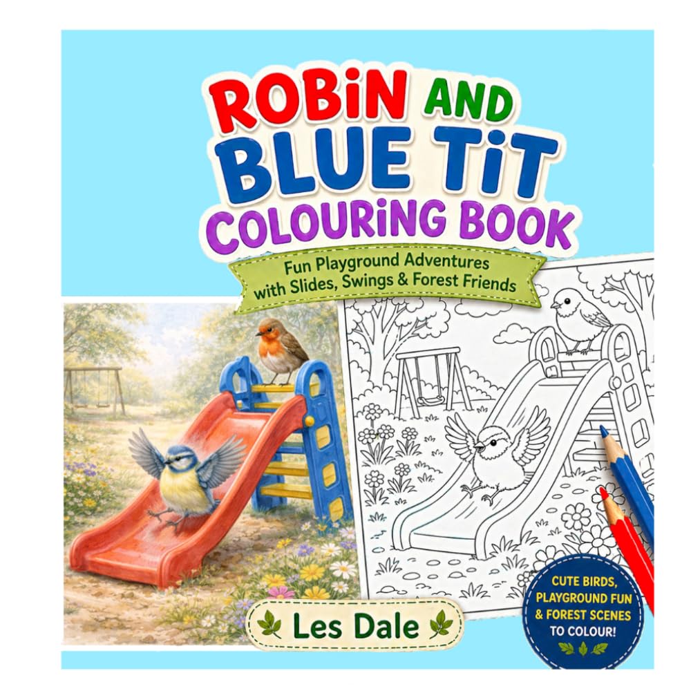 Robin and Blue Tit Colouring Book: Playground adventures with forest friends