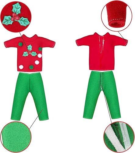 Miniatura 2 de Erweicet Ropa de Navidad Couture Accesorios de Navidad para muñeca elfo (parte superior + pantalones) La muñeca no está incluida