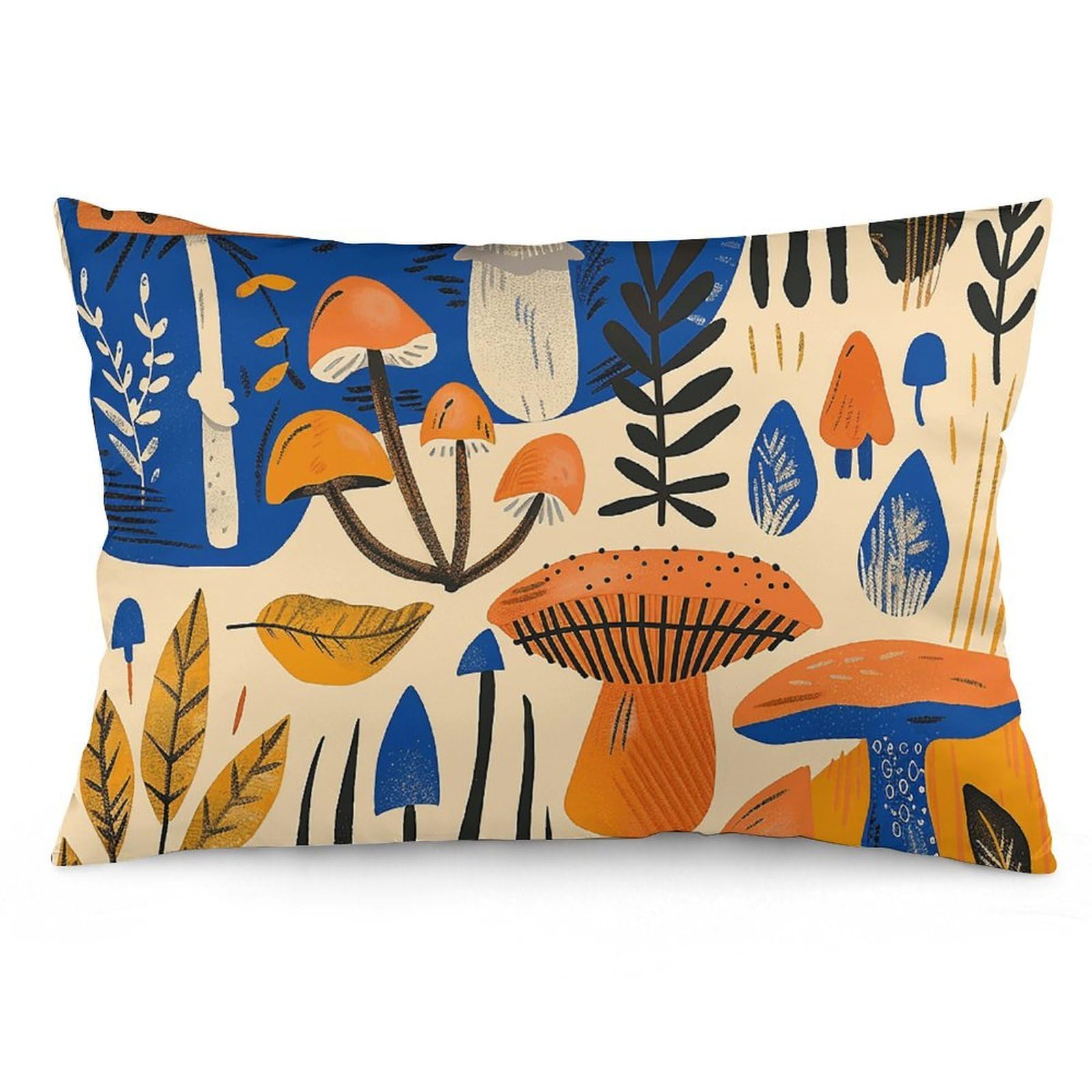 2 Pack Pillow Cases for Hair and Skin, Soft Breathable Pillow Case Covers with Hidden Zipper, Mushrooms and Leaves Pillowcase 12 "x20 Pillow Covers for Sleeping Gift