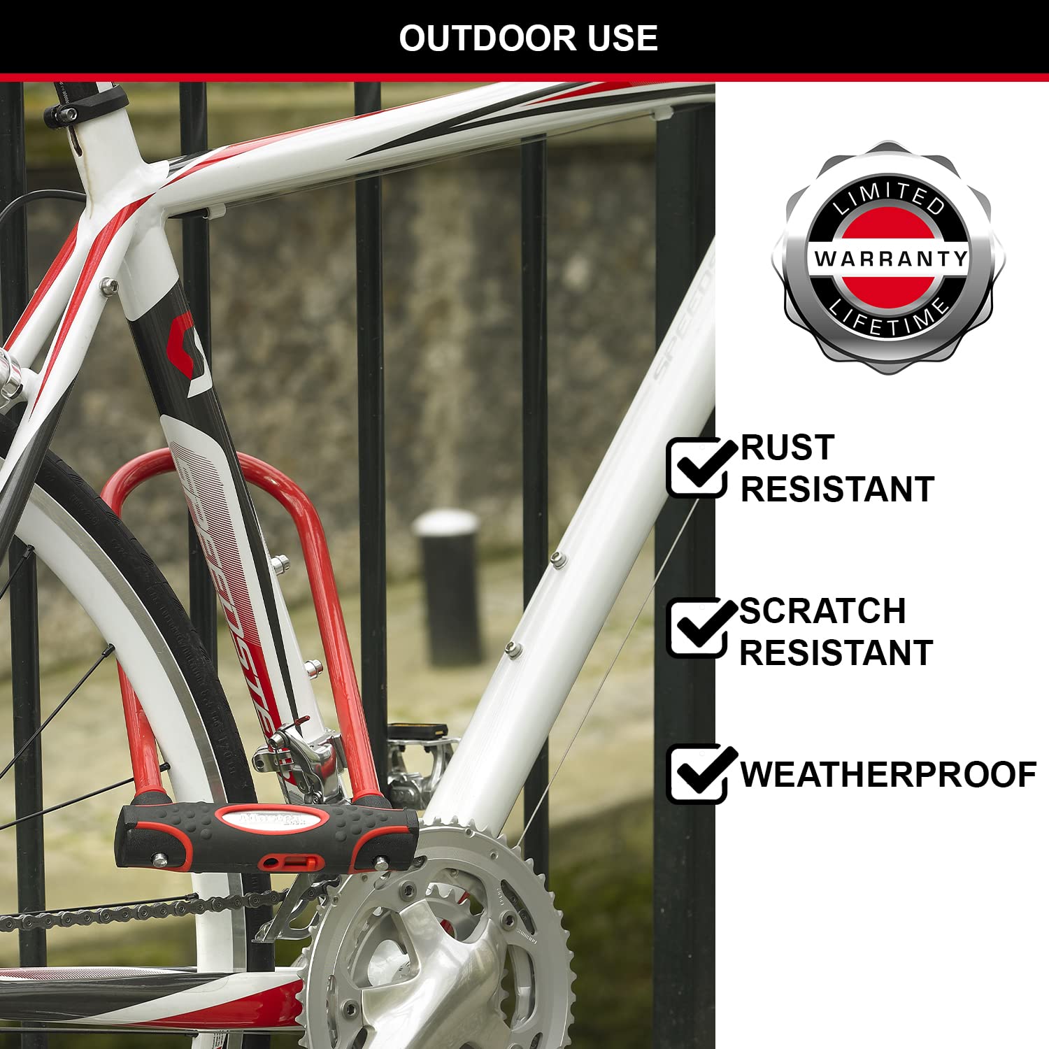 Master Lock Antivol Vélo U A Clé Support de Universel Antivol Certifié Modèle XL Rouge 8195EURDPROCOLWR