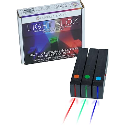 Light Blox - LED Color Mixing Educational Kit for Grades 2-8 (Red Green Blue 3-Pack) - Transforms into Ray Box - Reflection and Refraction Optics Experiments for Kids