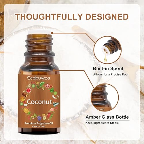 Miniatura 3 de Sedbuwza Aceite de coco, aceite de fragancia de coco orgánico para difusor, humidificador, jabón, vela, perfume, 0.3 fl oz