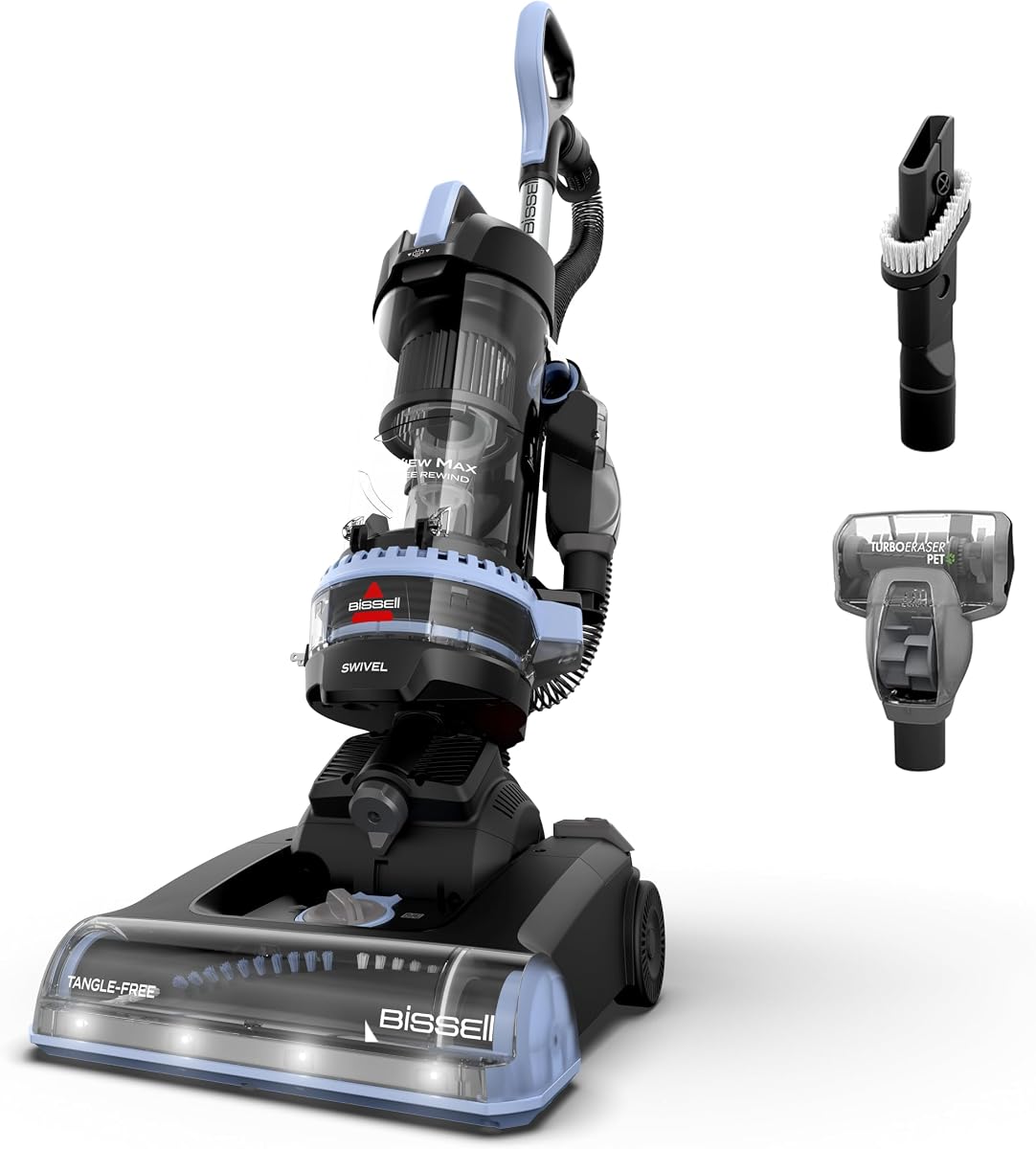 CleanView Max Tangle-Free Rewind Pet Vacuum, 4073L | Rebobinado automático del cable; herramientas PET incluidas; faros LED; succión máxima con protección sin enredos