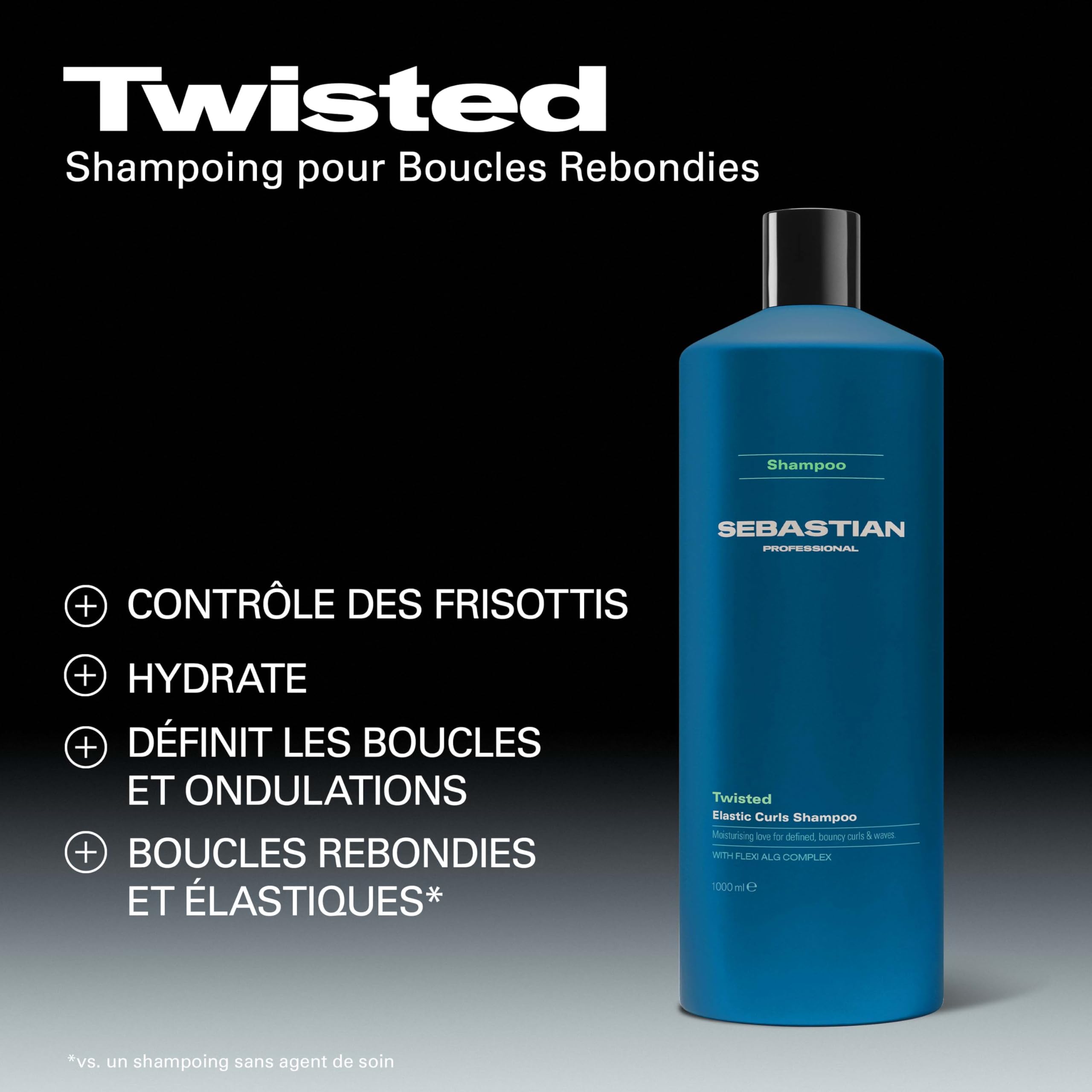 Sebastian Professional Twisted – Shampoing cheveux bouclés hydrate les cheveux et contrôle les frisottis, pour des boucles et des ondulations souples et définies – 1000 ml