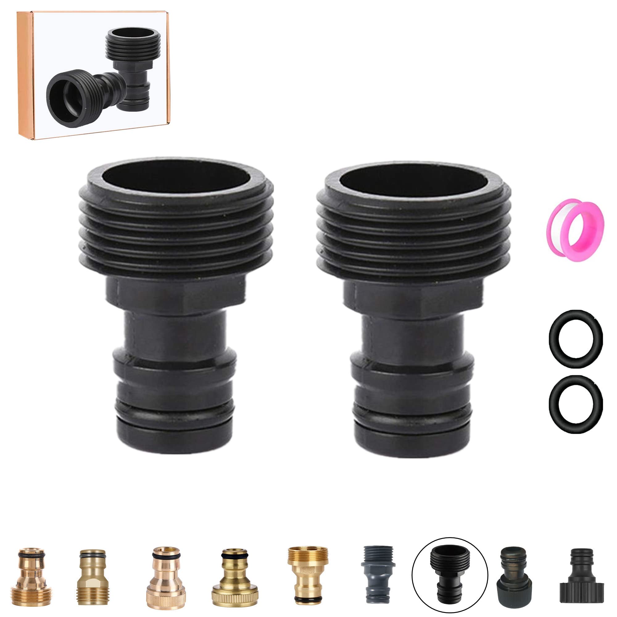 Brass Quick Connector - 3/4 Inch Male Thread, Hose Nozzle Adapter, Tap Connectors for Garden Hose Parts and Spray Guns