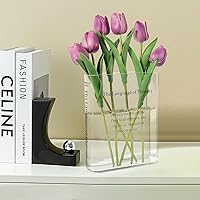 Vista 8 de Florero de libro para decoración del hogar, florero acrílico transparente en forma de libro con sabor artístico y cultural para el hogar