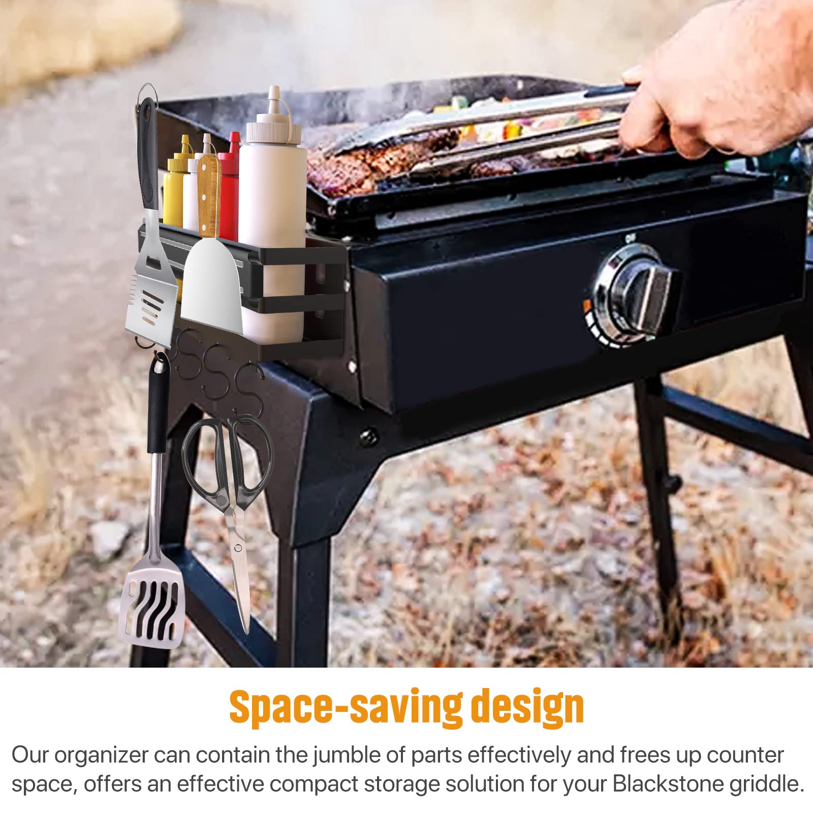 Amazon.com : RUSFOL Stainless Steel Griddle Caddy with Magnetic BBQ  Utensils Strip for 28"/36" Blackstone Griddles, with a Allen Key, Space  Saving BBQ Accessories Storage Box, Free from Drill Hole&Easy to Install :