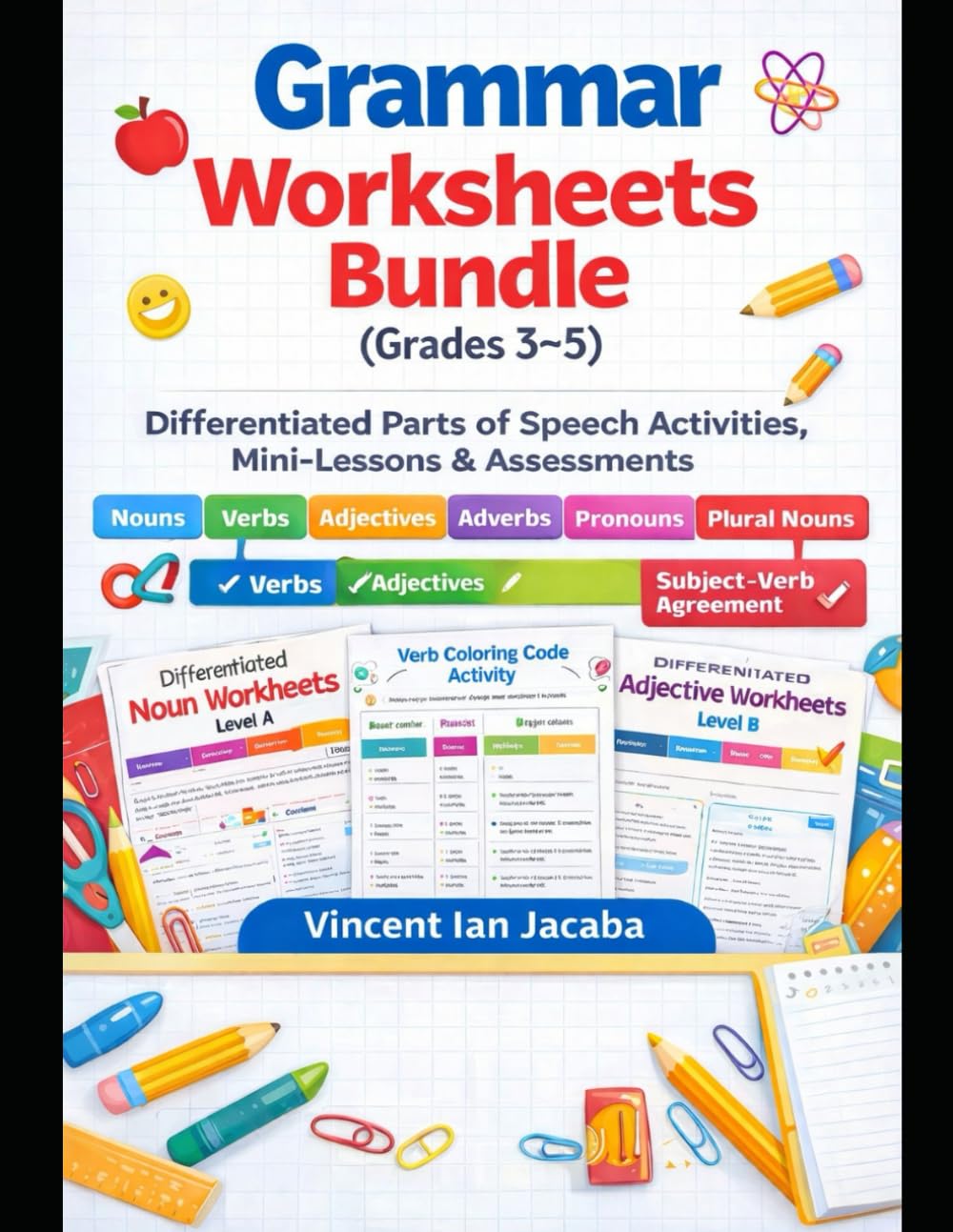 Grammar Worksheets Bundle (Grades 3–5): Differentiated Parts of Speech Activities, Mini-Lessons & Assessments