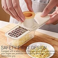 Vista 3 de 2 Pieces Mini Mandoline Slicer 3 in 1 - Ginger Garlic Grater, Vegetable Chopper with Container, Easy Grip Handheld Kitchen Tool, Safety Guard, for