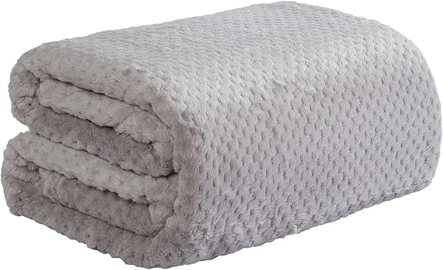 Luxury Waffle Mink Warm Throw Over Sofa Bed Soft Blanket 200 x 240cm Silver