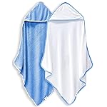 2 Pack Baby Bath Towel - Rayon Made from Bamboo, Ultra Soft Hooded Towels for Babies,Toddler,Infant - Newborn Essential -Perfect Baby Registry Gifts for Boy Girl (White and Navy Blue, 30 x 30 Inch)