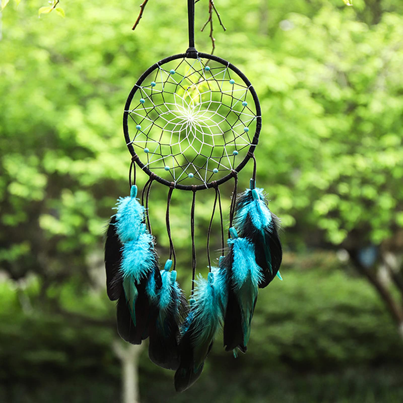 Acchiappasogni AWOCAN Nero E Blu - Decorazione Bohémien Per Parete - Foto 12