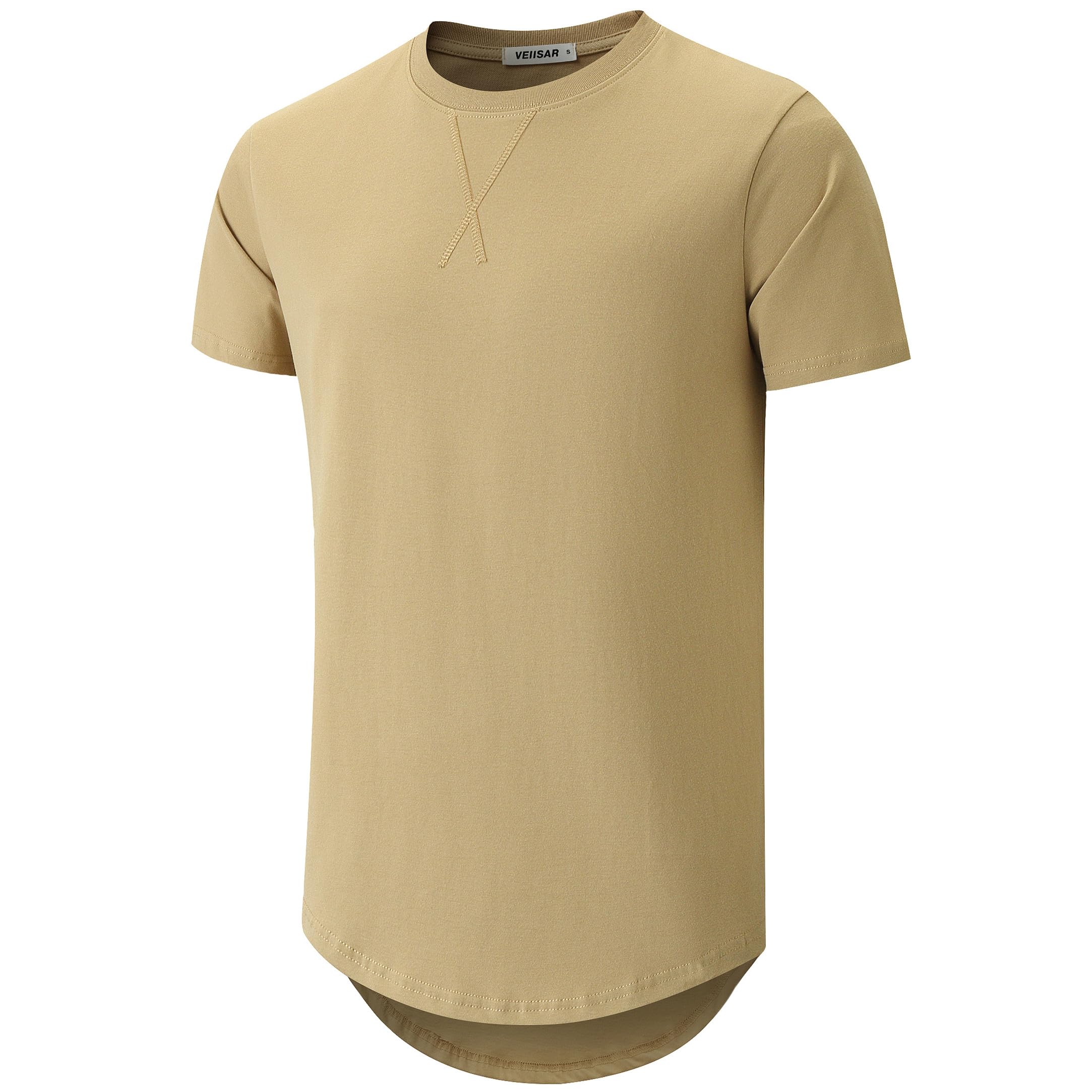 VEIISAR Herren Dickes Rundhalsmantel T-Shirt mit Herren 100 Baumwolle Heavy Duty Preshrunk Longline Shirt