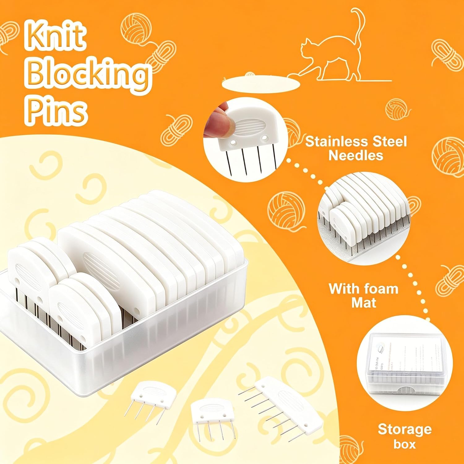 Knit Blockers Pins Kit, 20Pcs Crochet Blocking Combs, Knit Block Tool