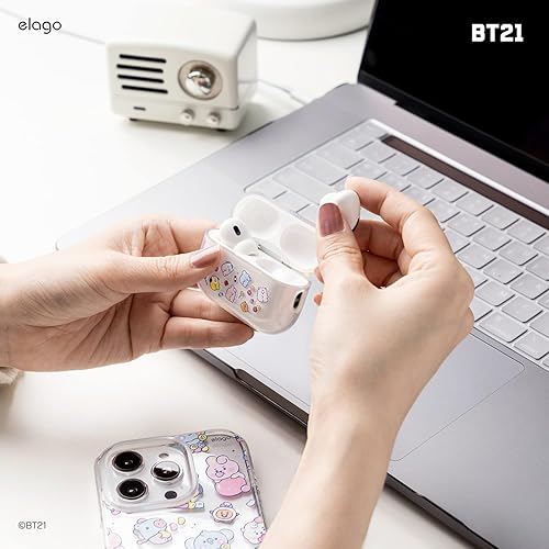 Miniatura 4 de elago l BT21 - Funda compatible con AirPods Pro de 2ª generación, funda protectora, transparente a prueba de golpes, cinta de gel incluida, carga