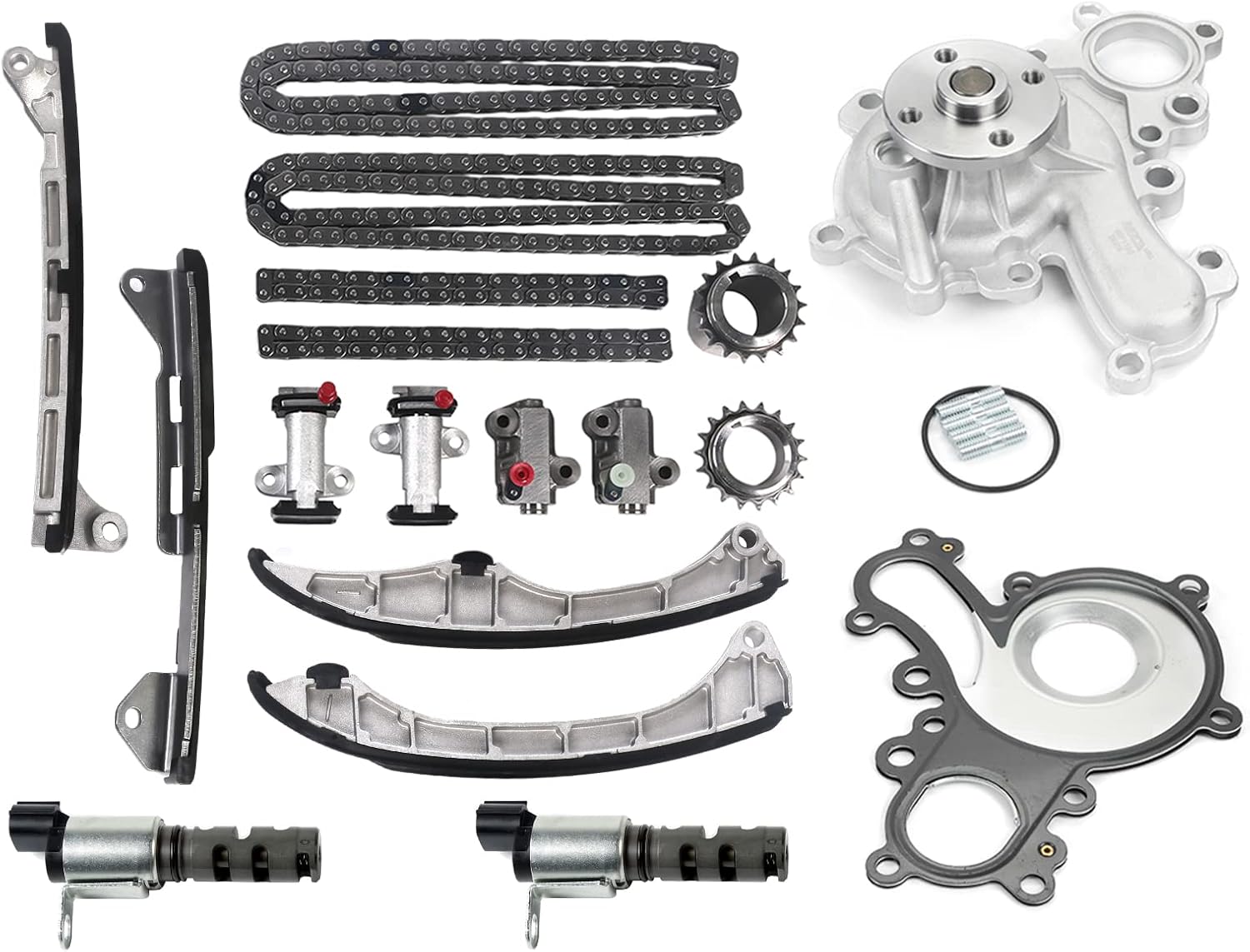 MPLUS Timing Chain Kit & Water Pump & Engine Variable Timing Solenoid fits For Toyota 2008-2011, 2013-2020 Land Cruiser, 2008-2020 Sequoia, 2007-2020 Tundra 5.7L, For Lexus 2008-2011, 2013-2020 LX570