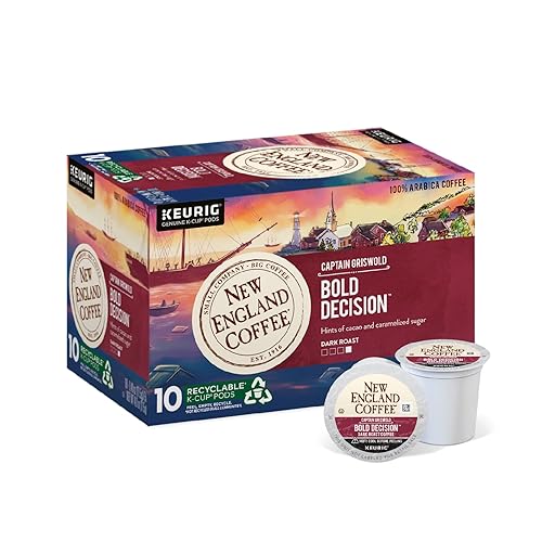 New England Coffee Bold Decision - Cápsulas individuales de tostado oscuro, caja de 10 unidades (paquete de 1)